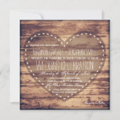 素朴なハートの納屋の木製の国の結婚式招待状 招待状 (正面)