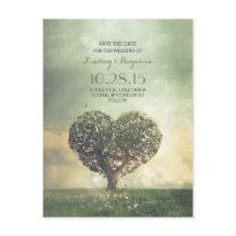 素朴なハートツリーヴィンテージ保存日付