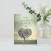 素朴なハートツリーヴィンテージ保存日付 案内ポストカード (スタンド正面)