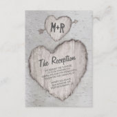 素朴なハート型の樺の木の結婚式の披露宴 エンクロージャーカード (正面)