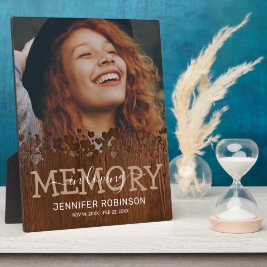 素朴なハート追悼写真 フォトプラーク (側面)