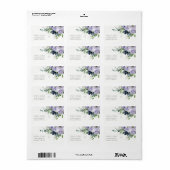 素朴なバイオレットパープルネイビーの花模様の葉のアドレス ラベル (フルシート)