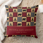 素朴なバイソンチェッククマの結婚記念日 クッション (ブランケット)