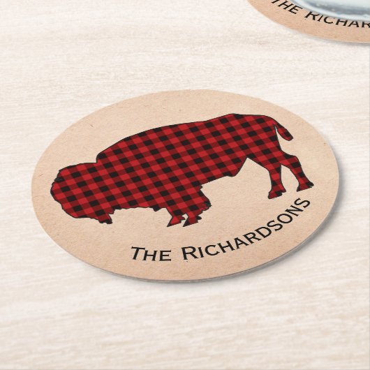 素朴なバッファローのパーソナライズなペーパーコースター ラウンドペーパーコースター (アングル)