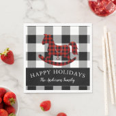 素朴なバッファローのプレイドロッキングホース幸せな休日 スタンダードランチョンナプキン (インサイチュ)