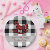 素朴なバッファローのプレイドロッキングホース幸せな休日 ペーパープレート (パーティー)