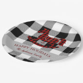 素朴なバッファローのプレイドロッキングホース幸せな休日 ペーパープレート (アングル)