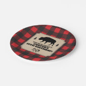 素朴なバッファローの格子縞のバイソンのクラフトの一見のパネルのパーティー ペーパープレート (アングル)