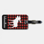 素朴なバッファローの点検の格子縞及び白いアメリカヘラジカ ラゲッジタグ (裏面横)