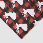 素朴なバッファローの点検の格子縞及び白いシカのシルエット 薄葉紙 (詳細)