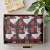 素朴なバッファローの点検の格子縞及び白いシカのシルエット 薄葉紙 (ギフト)