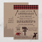 素朴なバフアロープレイドの伐採者テーマのベビーシャワー 招待状 (正面/裏面)