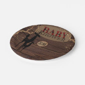 素朴なバフアロープレイドの赤ちゃん歓迎会のパーソナライズ商品 ペーパープレート (アングル)