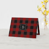 素朴なバフアロープレイドイニシャルパターン カード (黄色い花)