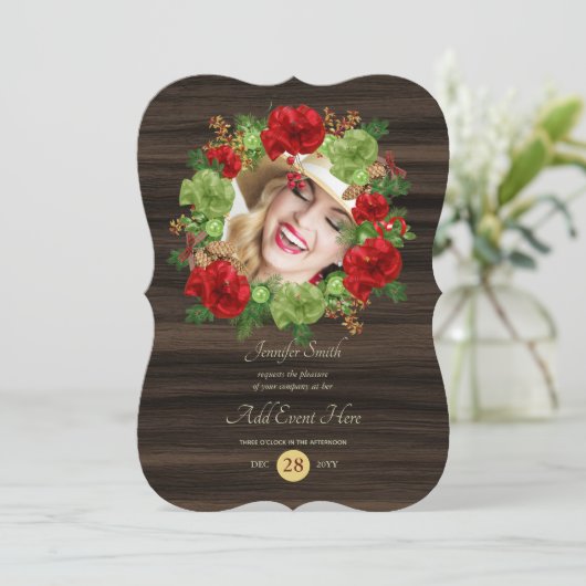 素朴なバフファロー柄の写真リース 現代のあらゆるイベント 招待状 (スタンド正面)