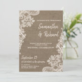 素朴なバユニークラップとレースのビンテージ結婚式 招待状 (スタンド正面)