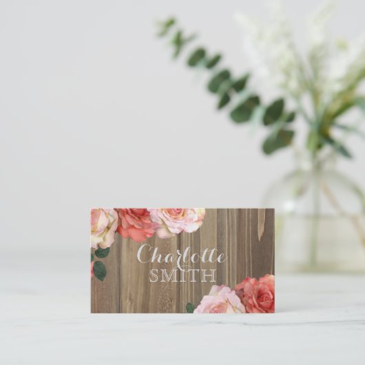 素朴なバラの名刺 名刺 (スタンド正面)