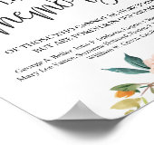 素朴なバラの飾り ブルガンディ オレンジ色 追悼の看板 ポスター (角)