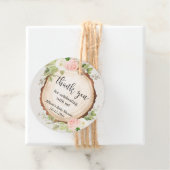 素朴なバラ色の白い花の女の子のベビーシャワー フェイバータグ (インサイチュ)