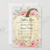 素朴なバラ色の花の白いかぼちゃとシップラップの木 招待状 (正面)