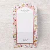 素朴なバラ色の野生の花々 QRコード オールインワン招待状 (外側)