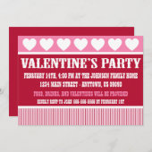 素朴なバレンタインデーのパーティの招待状(えんじ色) 招待状 (正面/裏面)