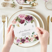 素朴なバーガンディの水彩花とゴールドドロップ オールインワン招待状