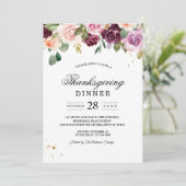 素朴なバーガンディの水彩花とゴールドドロップ 招待状 (スタンド正面)