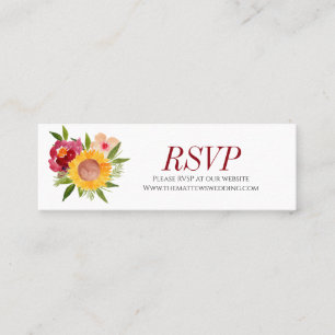 素朴なバーガンディの花の結婚式のrvspのウェブサイトカード スキニー名刺