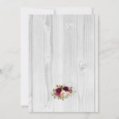 素朴なバーガンディの花の(雄ジカの)枝角の結婚式招待状 招待状 (裏面)