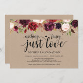 素朴なバーガンディの花を添えた秘密の挙式 受付招待状 招待状 (正面/裏面)