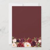 素朴なバーガンディの花柄の結婚式招待状 招待状 (裏面)
