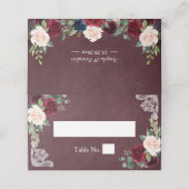 素朴なバーガンディレッドの花柄ホワイトレースのウェディングドレス プレイスカード (外部開封)