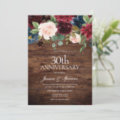 素朴なバーガンディレッドワイン 30周年結婚記念日 招待状 (スタンド正面)