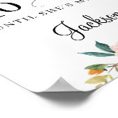 素朴なバーガンディーとフラッシュの花のカウントダウンサイン ポスター (角)