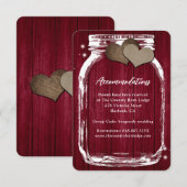 素朴なバーガンディーのメイソンジャー ウッド調 宿泊案内カード エンクロージャーカード (正面/裏面)