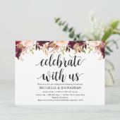 素朴なバーガンディーの結婚式後招待状カード 招待状 (スタンド正面)