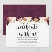 素朴なバーガンディーの結婚式後招待状カード 招待状 (正面/裏面)