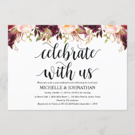 素朴なバーガンディーの結婚式後招待状カード 招待状