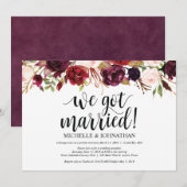 素朴なバーガンディーフラワーのアンテロープメントの受付招待状 招待状 (正面/裏面)