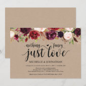 素朴なバーガンディーフラワーのアンテロープメント受付招待状 招待状 (正面/裏面)