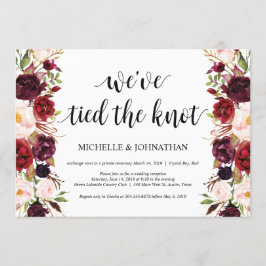 素朴なバーガンディーフラワーのアンテ前撮り披露宴招待状 招待状