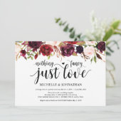 素朴なバーガンディーフラワーの秘密の結婚式の招待状 招待状 (スタンド正面)