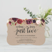 素朴なバーガンディーフラワーの秘密の結婚式の招待状 招待状 (スタンド正面)