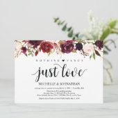 素朴なバーガンディーフラワーの秘密の結婚式の招待状 招待状 (スタンド正面)