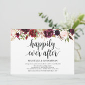 素朴なバーガンディーフラワーの秘密の結婚式の招待状 招待状 (スタンド正面)