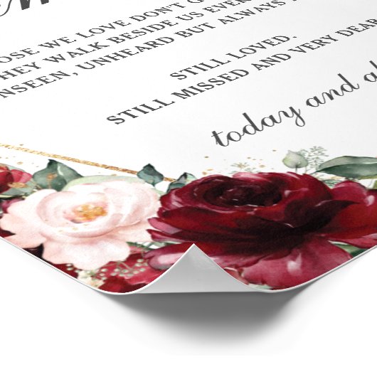 素朴なバーガンディーブラッシュフラワーリメンバー ポスター (角)