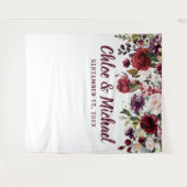 素朴なバーガンディーレッドの写真撮影用ブース ウェディングバックドロップ タペストリー (正面(横))