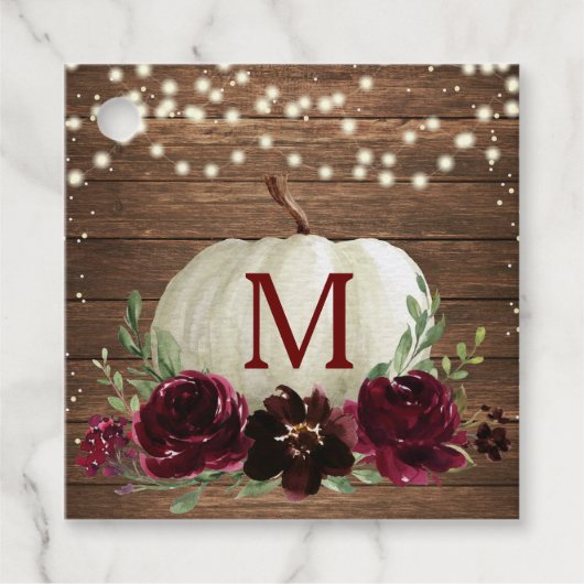 素朴なバーガンディ秋のカボチャ感謝祭タグ フェイバータグ (正面)