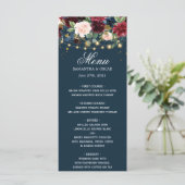 素朴なバーガンディ ネイビーブルー & 赤い花とライト メニュー (スタンド正面)